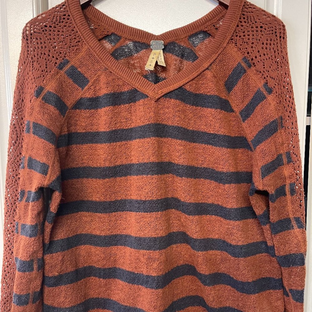 Free People XS Rust and Navy Stripe Sweater